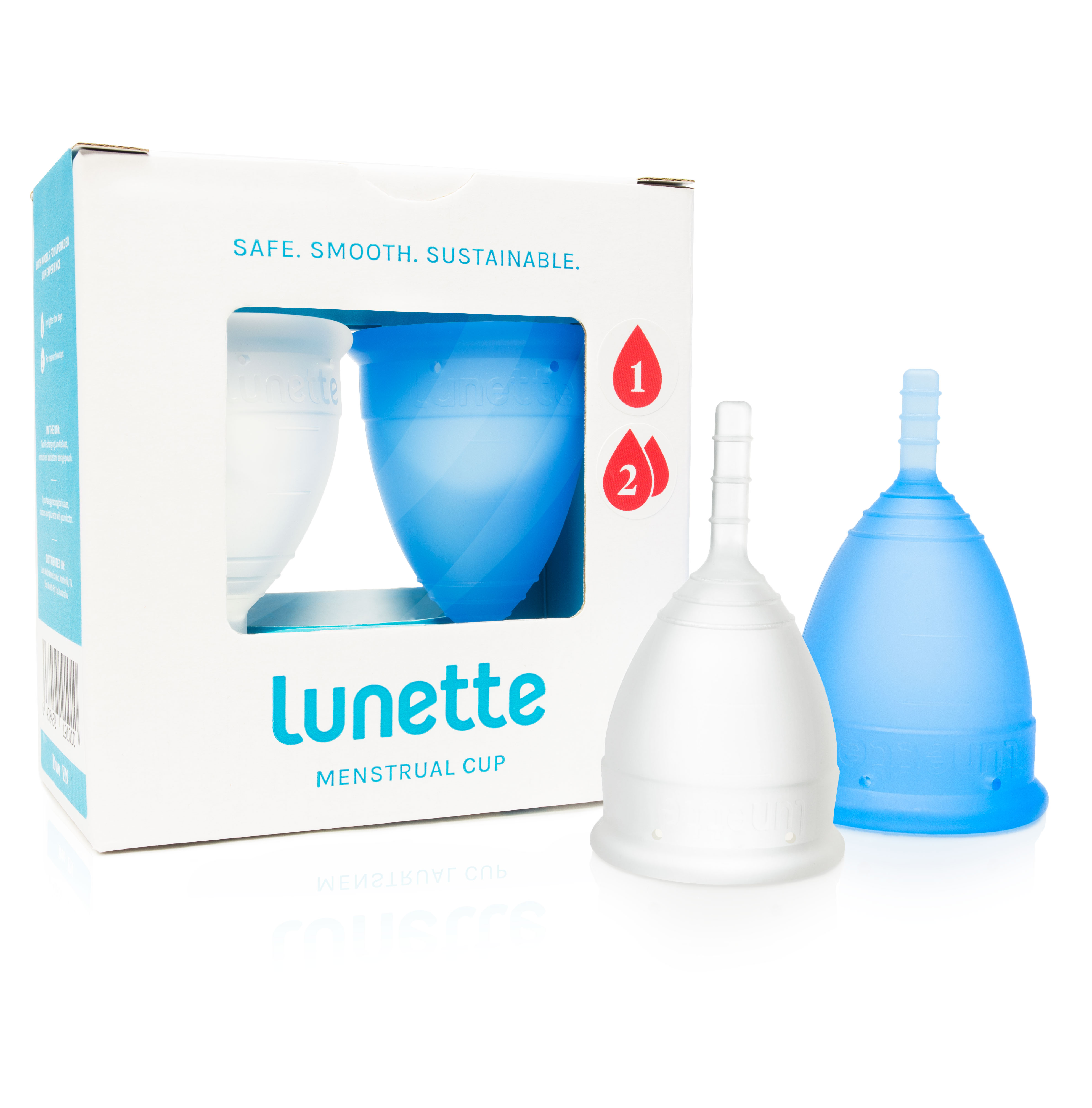 Lunette menstrual cup duo pack.